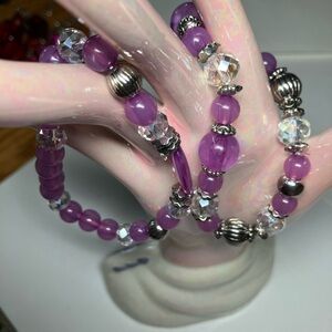 Purple Beaded Bracelet Set
